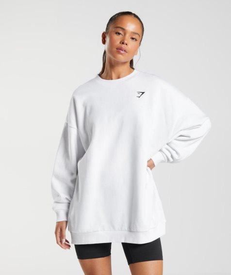 Women's Gymshark Training Oversized Sweatshirts White | CA 765N0D